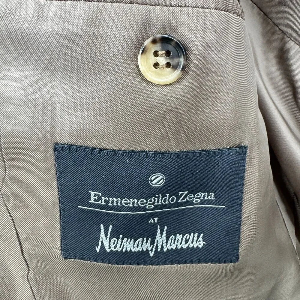 ERMENEGILDO ZEGNA Gray Plaid 2 Button 100% Wool 15 MilMil 15 Blazer 44R 54R EUR